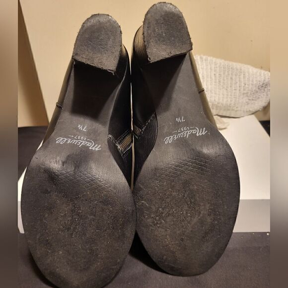 Madewell 1937 Black Leather Side Buckle Heeled Ankle Boots Size 7.5 Ret.$169 - Picture 8 of 8